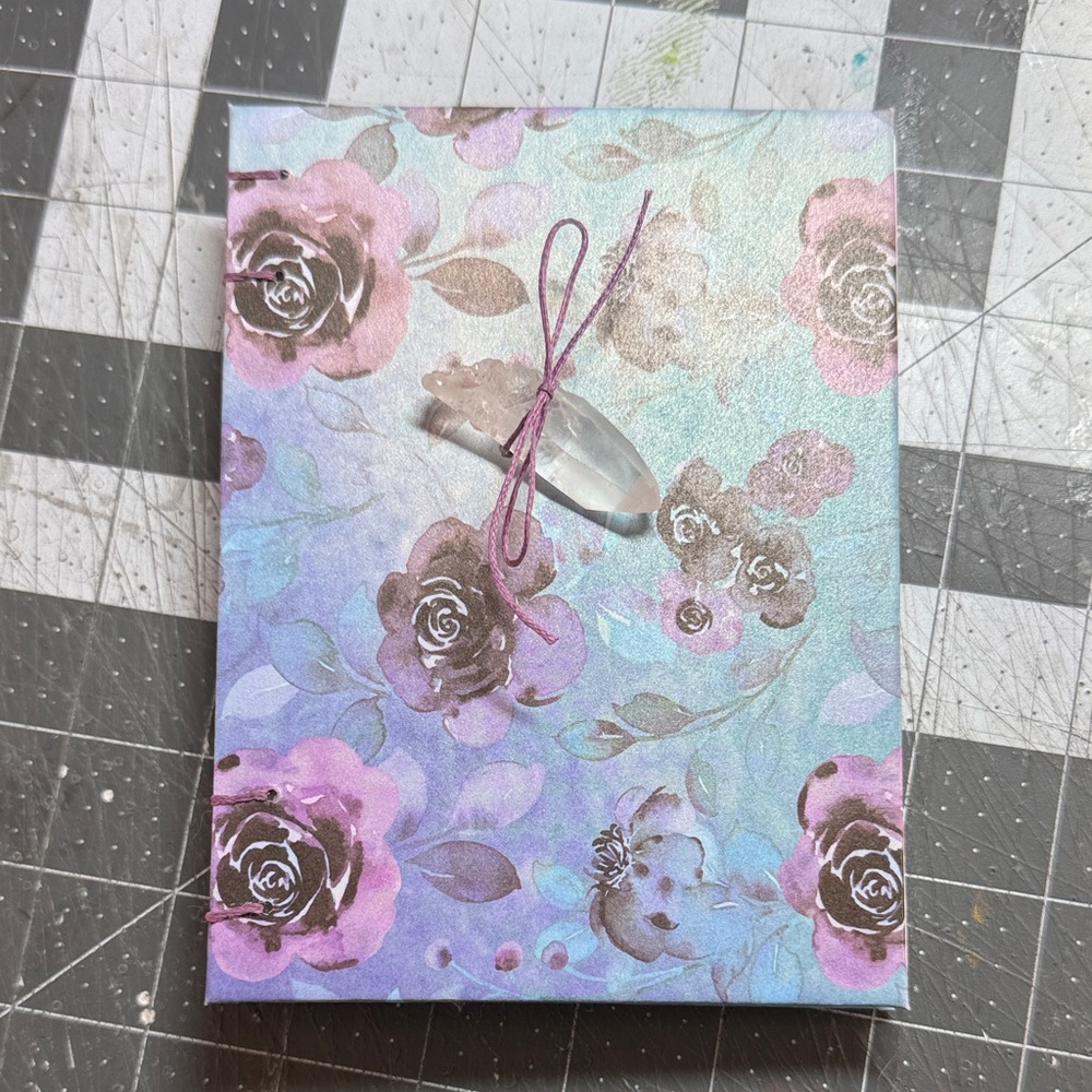 Handsewn Dream Journal with Crystal. Hand sewn and crafted in Alaska.